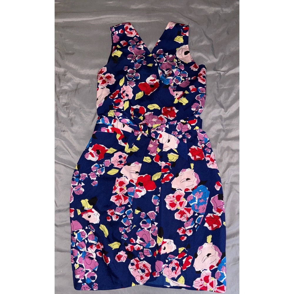 Yumi Kim Sleeveless Blue Floral SoHo Mixer Silk Mini‎ Wrap Dress, Medium